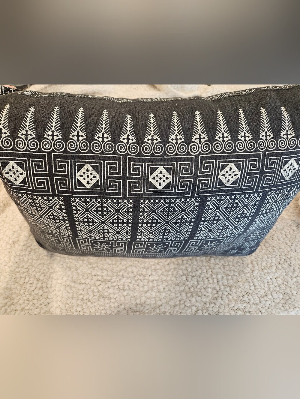 Batik Black and White Pattern Accent Pillow -